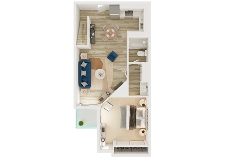 Floor plan for 1 bed, 1 bath, 846 sqft